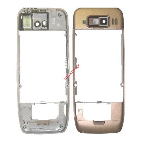 Γνήσιο μεσαίο πλαίσιο Nokia E52 B Cover με εξαρτήματα Gold color