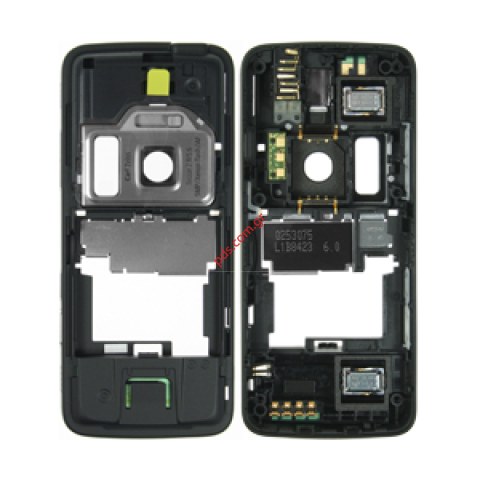 Γνήσιο μεσαίο πλαίσιο Nokia N82 B cover Black με εξαρτήματα σε μαύρο χρώμα