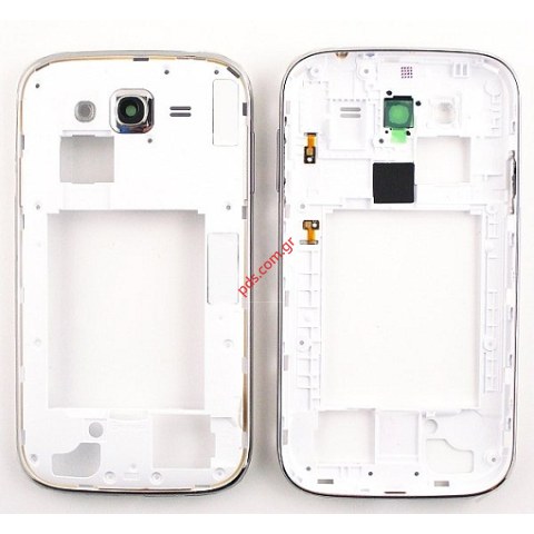 Γνήσιο μεσαίο πλαίσιο Samsung Galaxy i9060 DUOS Grand Neo White για το λευκό χρώμα Γνήσιο μεσαίο πλαίσιο Samsung Galaxy i9060 DUOS Grand Neo White για το λευκό χρώμα