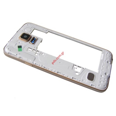 Γνήσιο μεσαίο πλαίσιο Samsung Galaxy S5 G900F Gold (1 SIM) σε χρυσό χρώμα.