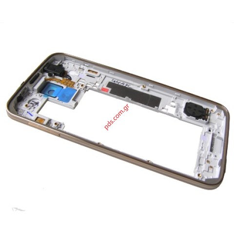 Γνήσιο μεσαίο πλαίσιο Samsung Galaxy S5 G900F Gold (1 SIM) σε χρυσό χρώμα.