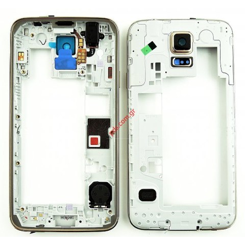 Γνήσιο μεσαίο πλαίσιο Samsung Galaxy S5 G900F Gold (DUAL SIM) σε χρυσό χρώμα Γνήσιο μεσαίο πλαίσιο Samsung Galaxy S5 G900F Gold (DUAL SIM) σε χρυσό χρώμα