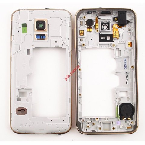 Γνήσιο μεσαίο πλαίσιο Samsung Galaxy S5 Mini G800F Gold (1 SIM) σε χρυσό χρώμα. Γνήσιο μεσαίο πλαίσιο Samsung Galaxy S5 Mini G800F Gold (1 SIM) σε χρυσό χρώμα.