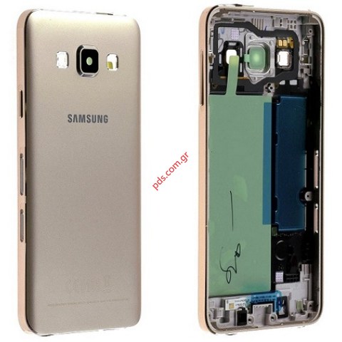 Γνήσιο πίσω καπάκι μπαταρίας Samsung Galaxy SM-A300FU A3 Gold σε χρυσό χρώμα.