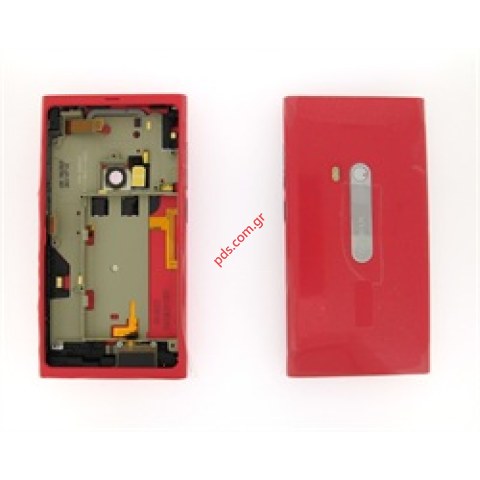 Γνήσιο πίσω πλαίσιο καπάκι μπαταρίας Nokia N9-00 complete back Body chassis σε κόκκινο χρώμα.