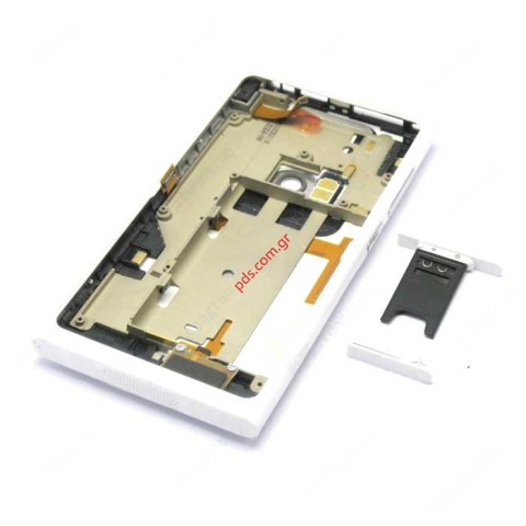 Γνήσιο πίσω πλαίσιο καπάκι μπαταρίας Nokia N9-00 complete back Body chassis σε λευκό χρώμα.