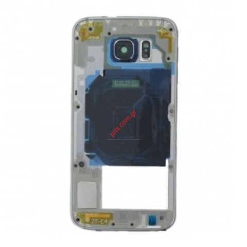 Γνήσιο πίσω πλαίσιο Samsung Galaxy S6 (G920F) White Middle cover με εξαρτήματα σε λευκό χρώμα