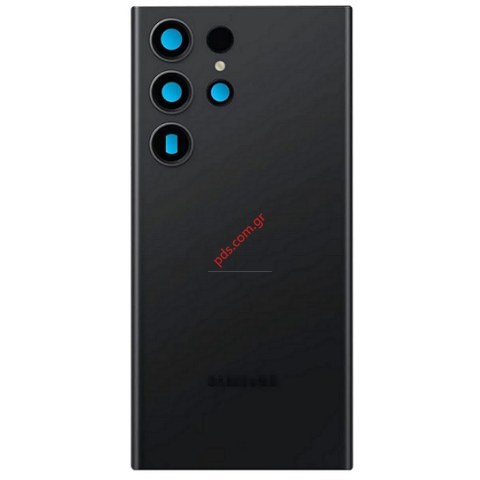 Καπάκι μπαταρίας Samsung Galaxy S23 Ultra SM-S918B Black cover glass W/LOGO σε μαύρο χρώμα Bulk