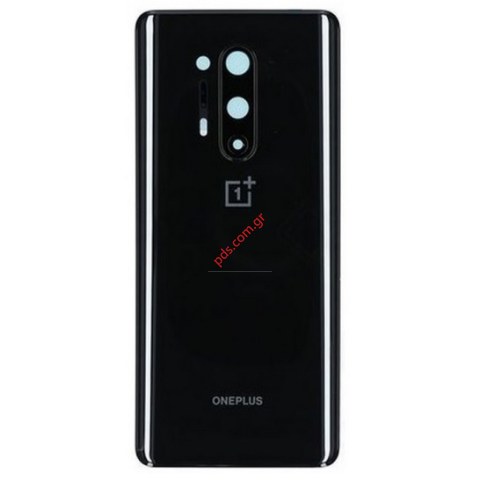 Πίσω καπάκι Oneplus 8 pro 5G IN2020 6.78 Inch (W/PARTS) Rear Back Door glass cover Black σε μαύρο χρώμα Bulk