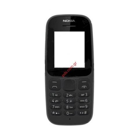 Πρόσοψη κινητού Nokia  105 (TA-1034) 2017 DS Black σε μαύρο χρώμα με πληκτρολόγιο και τζάμι with keypad glass Bulk Πρόσοψη κινητού Nokia  105 (TA-1034) 2017 DS Black σε μαύρο χρώμα με πληκτρολόγιο και τζάμι with keypad glass Bulk