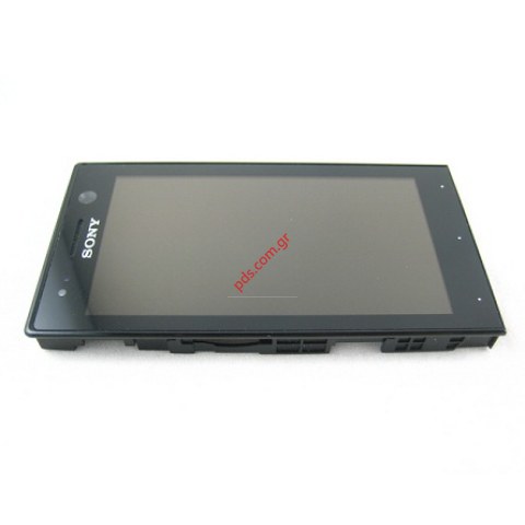 Πρόσοψη σετ LCD (OEM) Sony Xperia U ST25i Black σε μαύρο χρώμα .