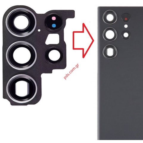 Σετ τζαμάκια κάμερας Samsung Galaxy 23 Ultra S918B W/Frame Camera replays glass Black Bulk