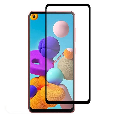 Ανθεκτικό τζάμι προστασίας Samsung Galaxy A21s (2020) SM-A217F, A12 SM-A125F 6.5 inches Full Glue Black.