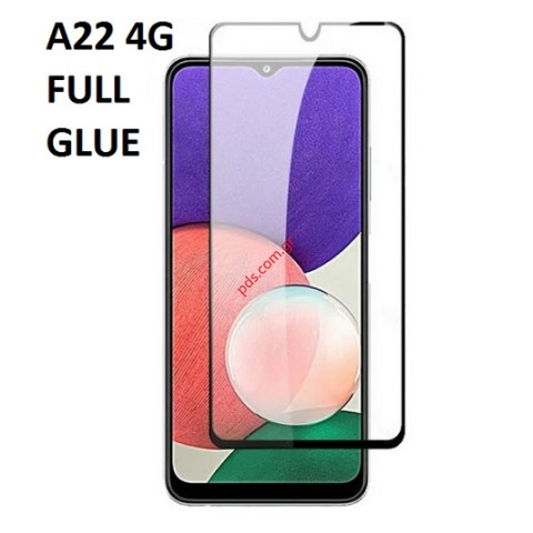 Ανθεκτικό τζάμι προστασίας Samsung Galaxy A22 4G (2021) SM-A225F 6.4inches Full Glue Black.