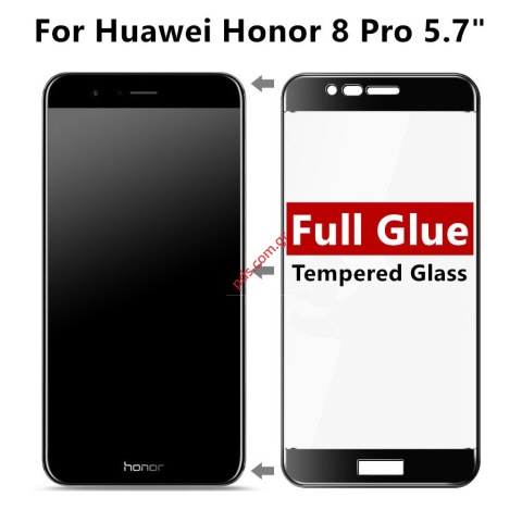 Προστατευτικό Full Glue Huawei Honor  8 Pro 2.5D Black Tempered Glass λεπτό 0,3mm αντιχαρακτικό εξωτερικό γυαλί προστασίας 