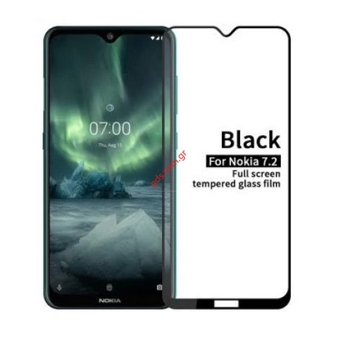 Προστατευτικό τζάμι Nokia 7.2 Black Full glue Tempered Glass 9H 5D 0.33MM Blister