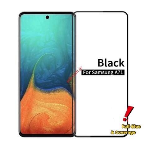Προστατευτικό τζάμι Samsung Galaxy A715F A71 (2019) Black Full glue Tempered Glass 9H 5D 0.33MM Blister