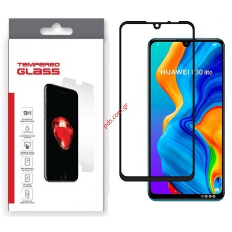 Τζάμι προστασίας Huawei P30 Lite (MAR-L21) Full Glue Full Face Friendly 9H tempered 0,33mm.