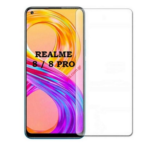 Τζάμι προστασίας Realme 8, 8 PRO Clear 9H 2.5mm Tempered glass Blister