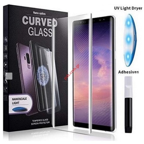Τζάμι προστασίας Samsung Galaxy Note 9 N960 3D UV (Nano optics) full glue Curved tempered 0,25mm.