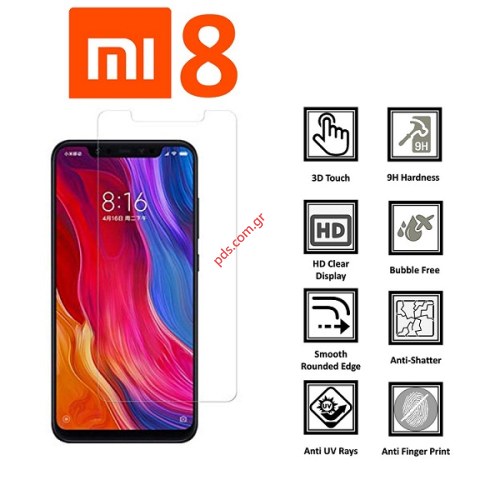 Tempered glass film Xiaomi Mi 8 6.21 inch Protective.