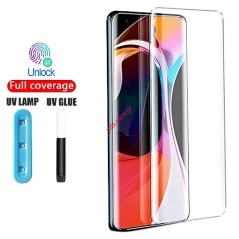 Τζάμι προστασίας Xiaomi Mi 10 5G 6.67 inch 3D (Nano optics) UV Curved Full 0,25mm Clear.