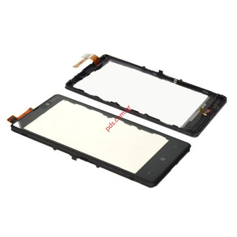 Γνήσια πρόσοψη Nokia Lumia 820 με το τζάμι και την αφή σε μαύρο χρώμα