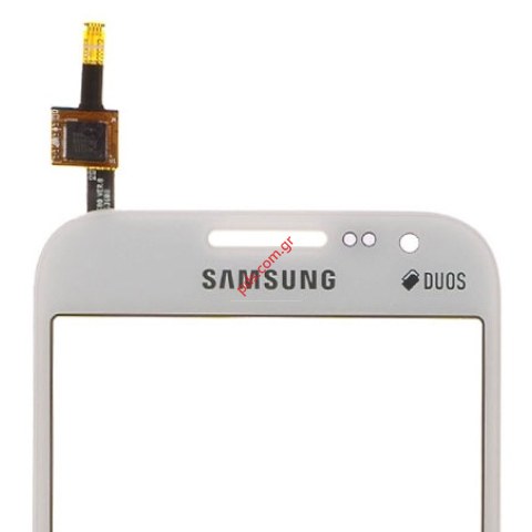 Γνήσιο εξωτερικό τζάμι White Samsung G360F Galaxy Core Prime Duos σε λευκό χρώμα με την αφή