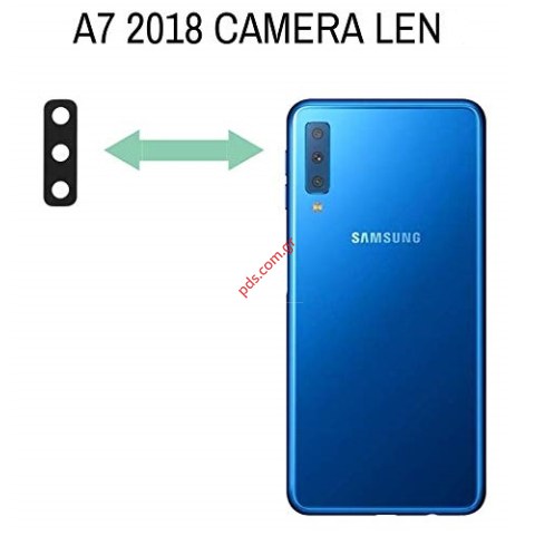 Γνήσιο τζαμάκι κάμερας Samsung A7 (2018) A750 σε μαύρο χρώμα.