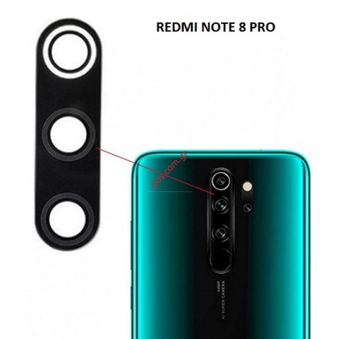 Πίσω τζαμάκι κάμερας Xiaomi Redmi Note 8 Pro Black back camera Glass