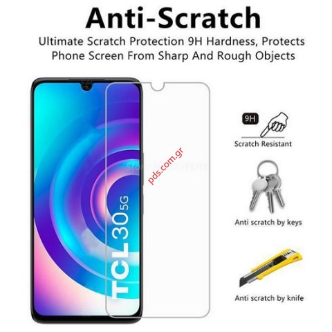Προστατευτικό τζάμι TCL 30 Plus 0.33mm Tempered glass 9H Clear Blister
