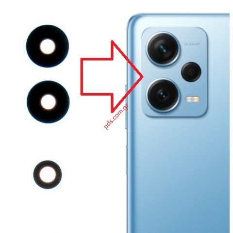 Σετ τζαμάκια πίσω κάμερας Xiaomi Redmi Note 12 PRO PLUS 5G (3 pcs) Bulk