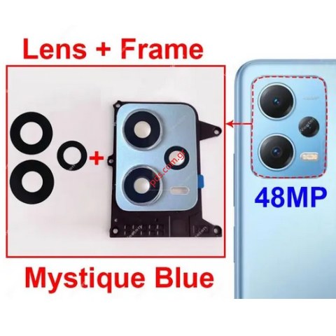 Back camera glass Xiaomi Note 12 5G (22111317G) Blue with Frame Bulk