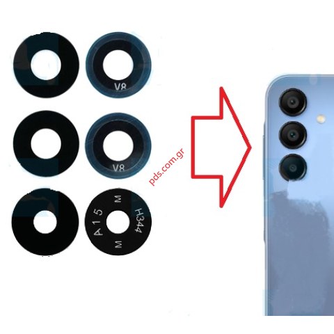 Τζαμάκια κάμερας Samsung A15 Galaxy A15 4G / 5G σετ 3 τεμαχια A155, A156 Bulk