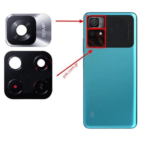 Τζαμάκια πίσω κάμερας Xiaomi Redmi Note 11 5G, POCO M4 Pro 5G Back camera glass 2 pcs len window Bulk
