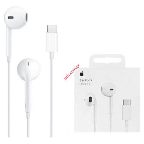 Γνήσια ακουστικά Earpods Apple A3046 (MTJY3ZM/A / MYQY3ZM/A) Type-C με καλώδιο και Microphone White (Blister Packing)