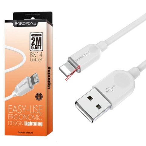 Lightning cable 8 pin Borofone BX14 2Μ Flash charge 2.1A White Box 