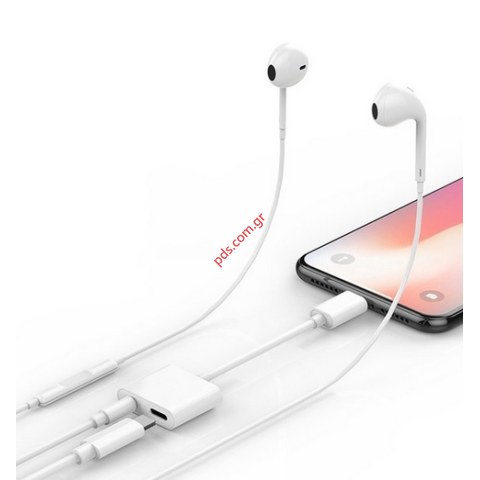 Μετατροπέας Lightning σε Lightning Φορτιση και Audio 3.5mm jack ήχου Bulk