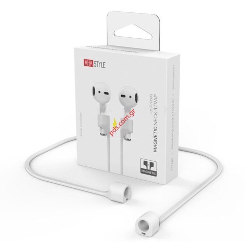Βάση ακουστικών λαιμού για Apple AirPods AhaStyle PT74 σιλικόνης Magnetic White σε λευκό χρώμα