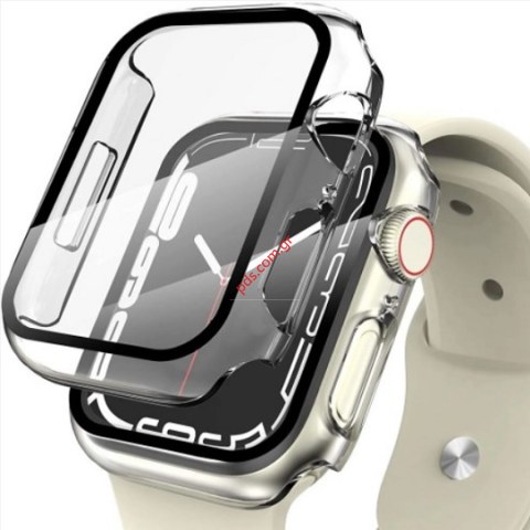 Θήκη προστασίας με τζάμι για Apple Watch 7/8 45mm Διάφανο Transparent Case with tempered glass