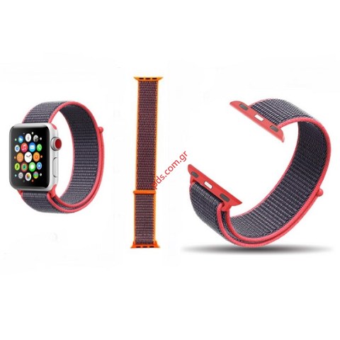 Λουράκι ρολογιού Nylon iWatch 1/2/3/4/5/6/SE 38/40mm Grey/Rose σε γκρί ροζ χρώμα