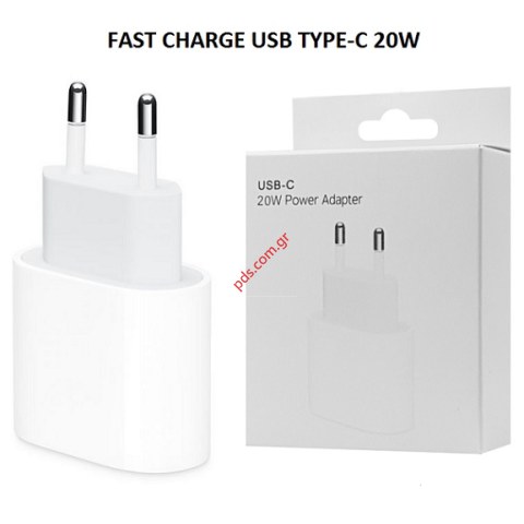 Φορτιστής σπιτιού επιτοίχος PAC-WH, USB Type-C, 20W, λευκός σε κουτί.