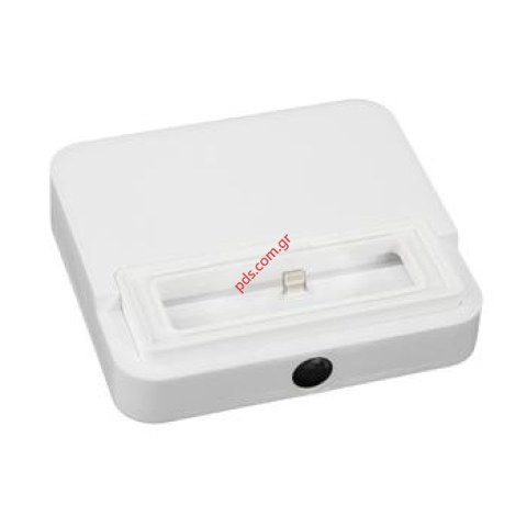 Βάση φόρτισης (OEM) Apple iPhone 5 Noosy White με έξοδο ακουστικών audio output 8pin και 30pin παλιού τύπυ καλώδιο