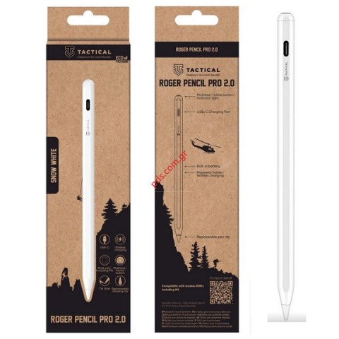 Πενάκι γραφής οθόνης Tactical Roger Pencil Pro 2.0 White σε λευκό χρώμα Πενάκι γραφής οθόνης Tactical Roger Pencil Pro 2.0 White σε λευκό χρώμα