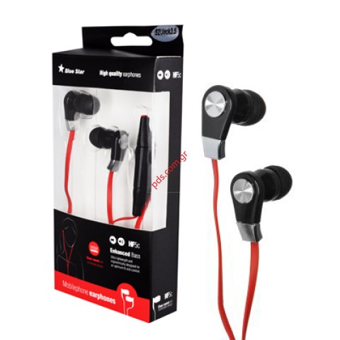 Earphone stereo set 3.5mm iPhone models BS Black red  Earphone stereo set 3.5mm iPhone models BS Black red