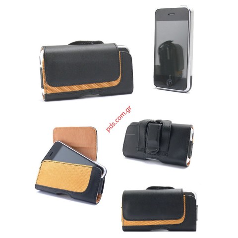 Δερμάτινη θήκη οριζόντια Apple iPhone 2G και 3G Μαύρη με καφέ