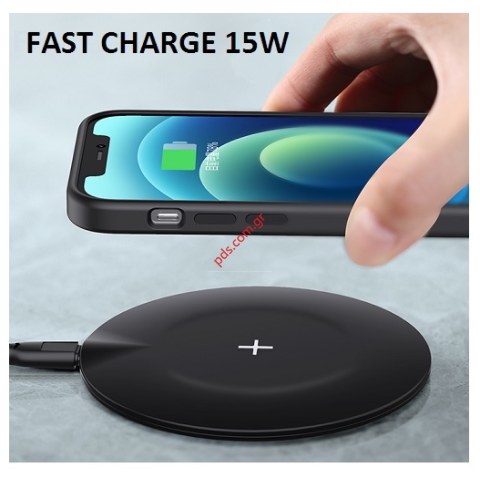 Επαγωγικός φορτιστής USAMS CD149 15W Black Fast charge Λεπτός CD149DZ01 σε μαύρο χρώμα