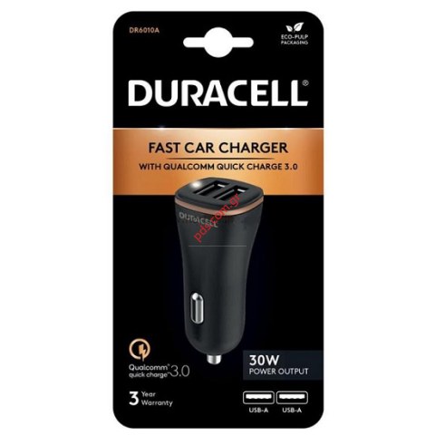 Φορτιστής αυτοκινήτου Duracell DR6010A Dual USB 30W Black Blister