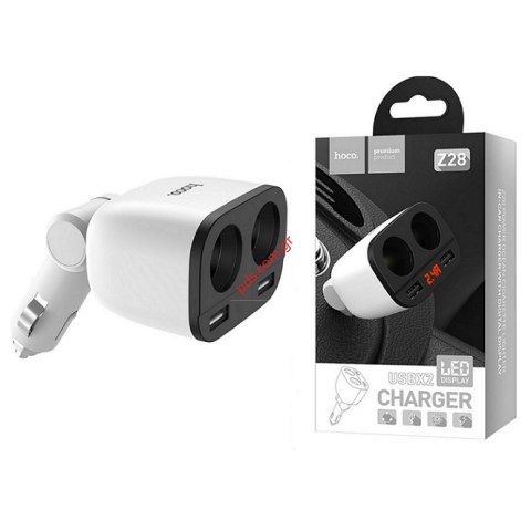 Φορτιστής αυτοκινήτου Hoco Z28 Power Ocean Dual USB 3.1A white με διπλή υποδοχή για αναπτήρα Box