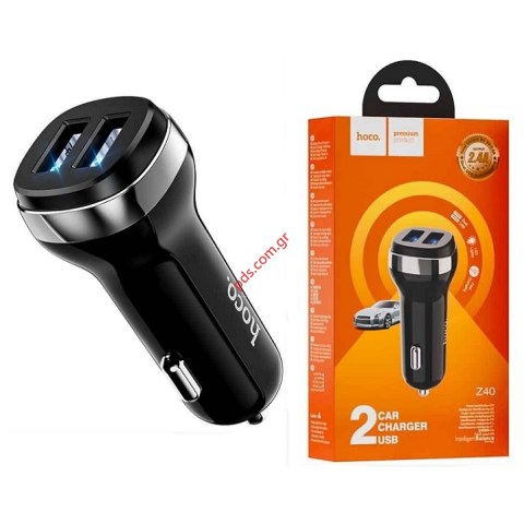Φορτιστής αυτοκινήτου HOCO Z40 12/24V Black 2XUSB 2.4A BOX